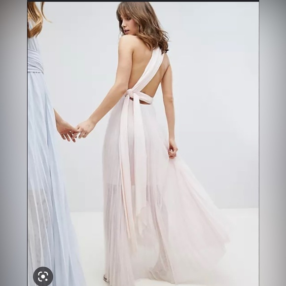 Never worn multi tie light pink pleated gown - Picture 2 of 5